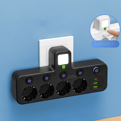 Ruimtebesparende Stekkerdoos met Licht en USB