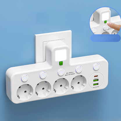 Ruimtebesparende Stekkerdoos met Licht en USB