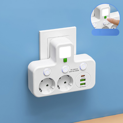 Ruimtebesparende Stekkerdoos met Licht en USB