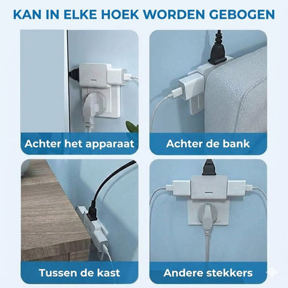 180° graden draaibaar 3-voudig stopcontact(EU-stekker)