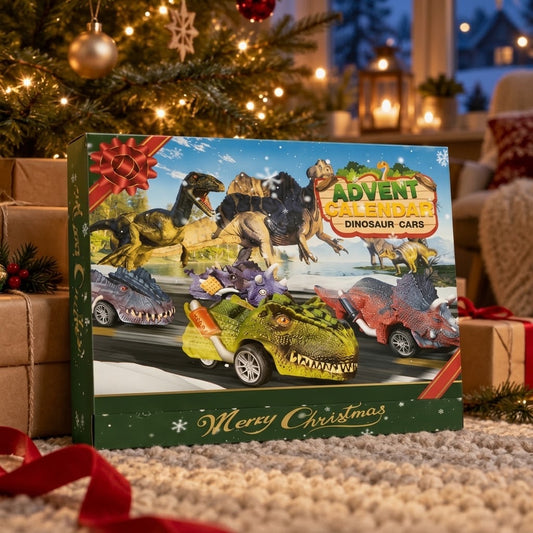 Dinosaurus raceauto adventskalender voor kinderen