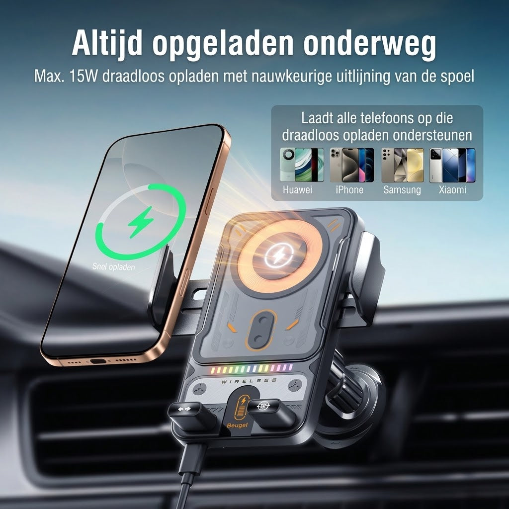 Draadloze autotelefoonhouder met oplaadfunctie