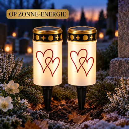 MinnesLjus LED graflichten set van 2 met zonnecel of batterij