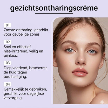 Zachte en pijnloze crème voor het verwijderen van gezichtshaar