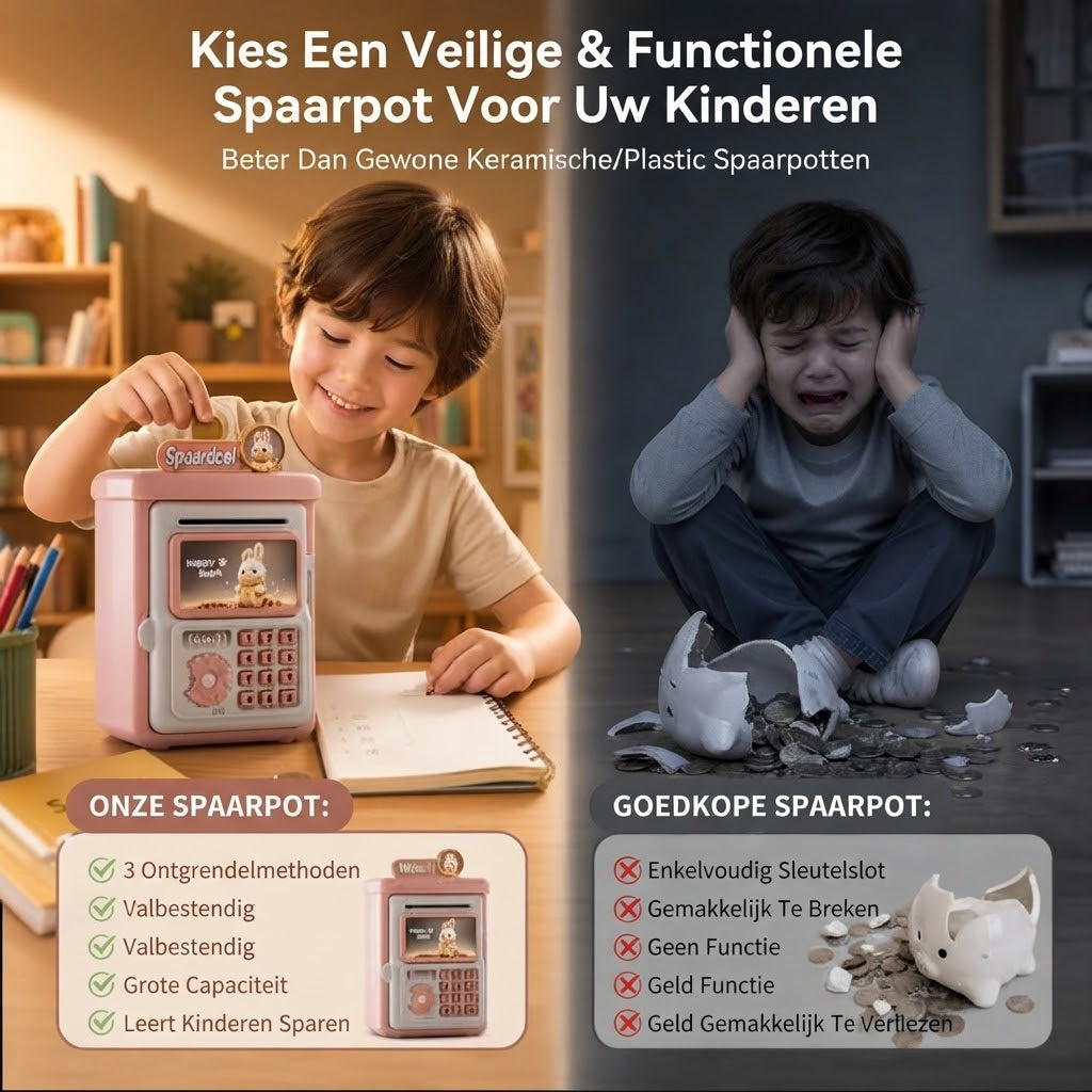 Automatische ATM spaarpot voor kinderen met wachtwoord