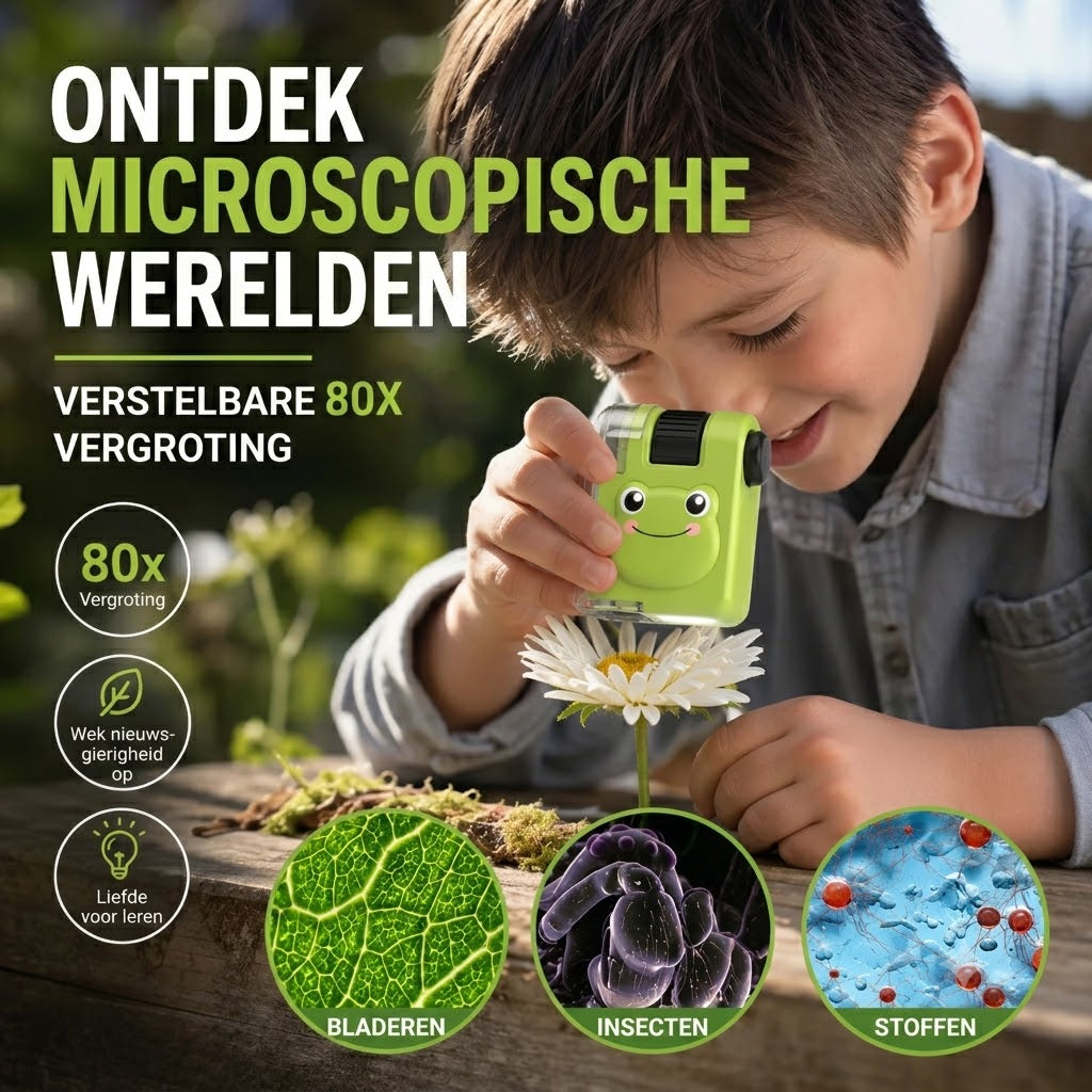 Draagbare educatieve microscoop met telefoonhouder voor kinderen