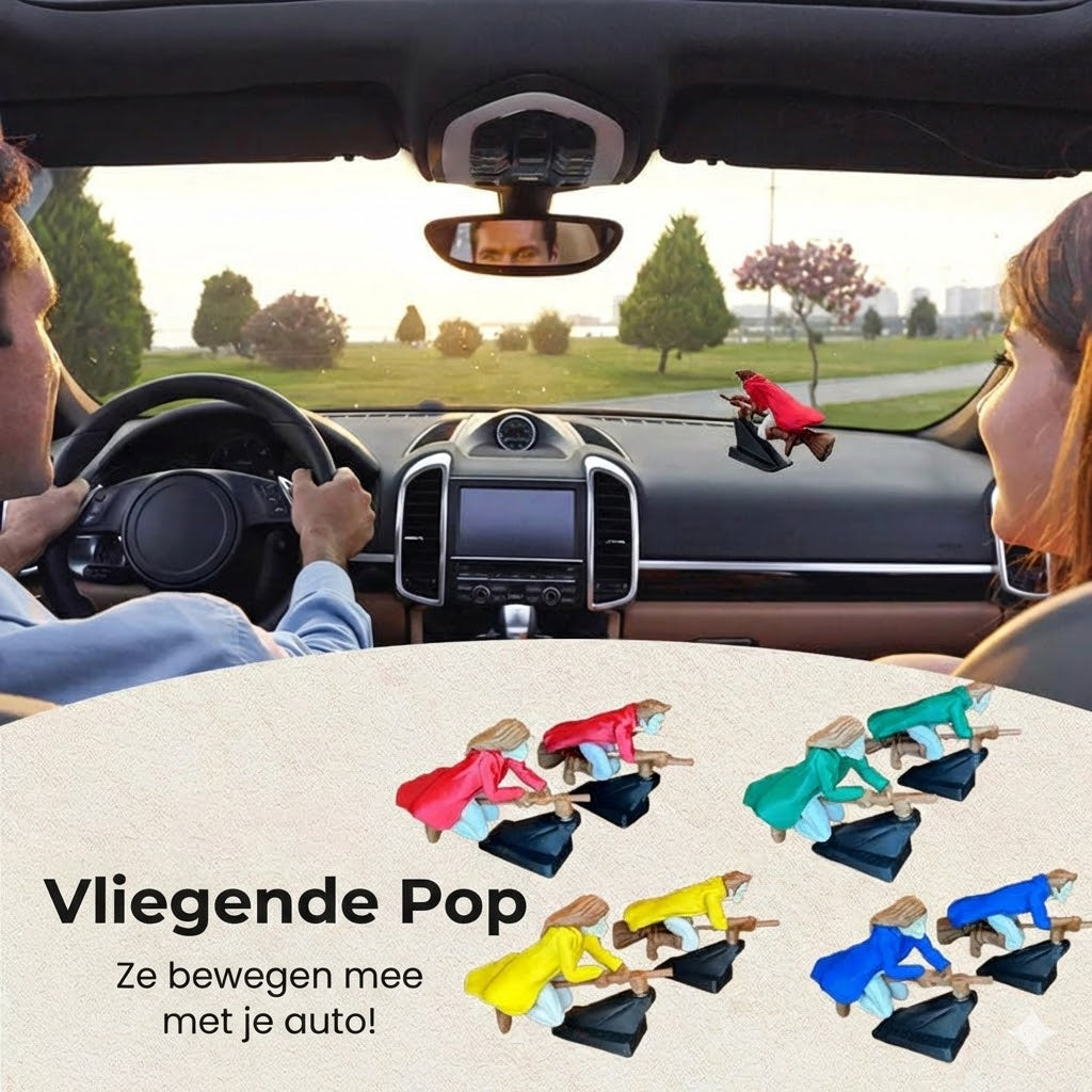 Magische bezemsteel autodashboardversiering