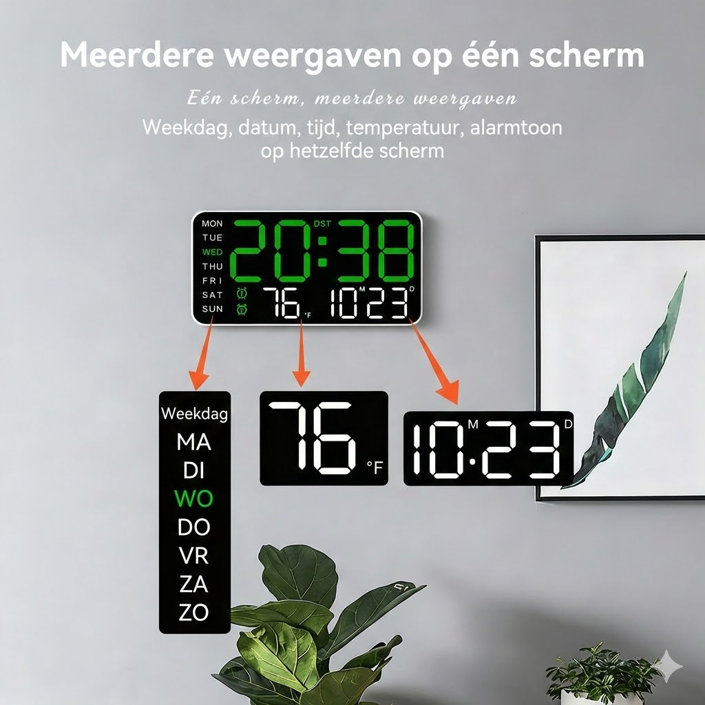 Multifunctionele decoratieve LED digitale wandklok