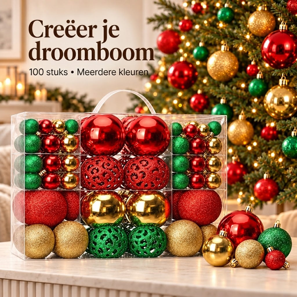 Set van 100 kerstballen voor de kerstboom
