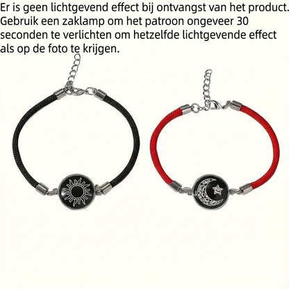 Zon & Maan Paararmband met Nachtlicht