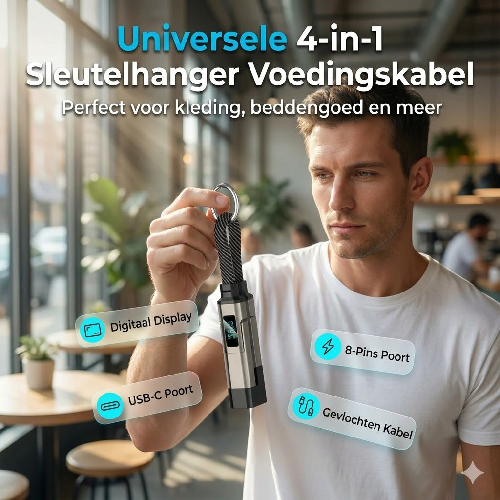 4-in-1 digitale display sleutelhanger laadkabel