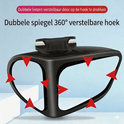 Spiegel met dubbele lens en 360° verstelbare dodehoekweergave