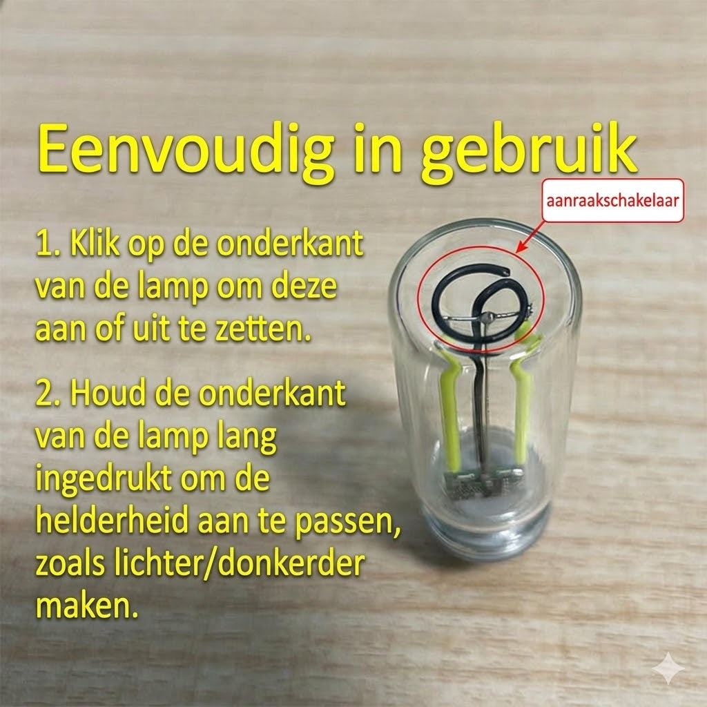 Draagbare Aanraakbediening Glasbol USB Nachtlamp