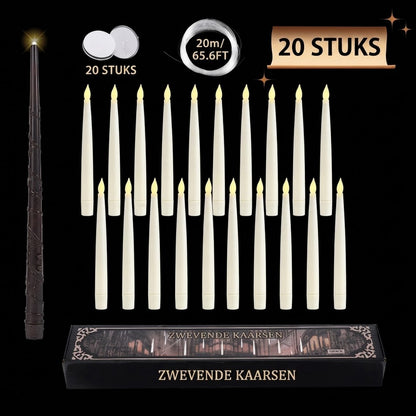 Zwevende LED kaarsen met toverstaf