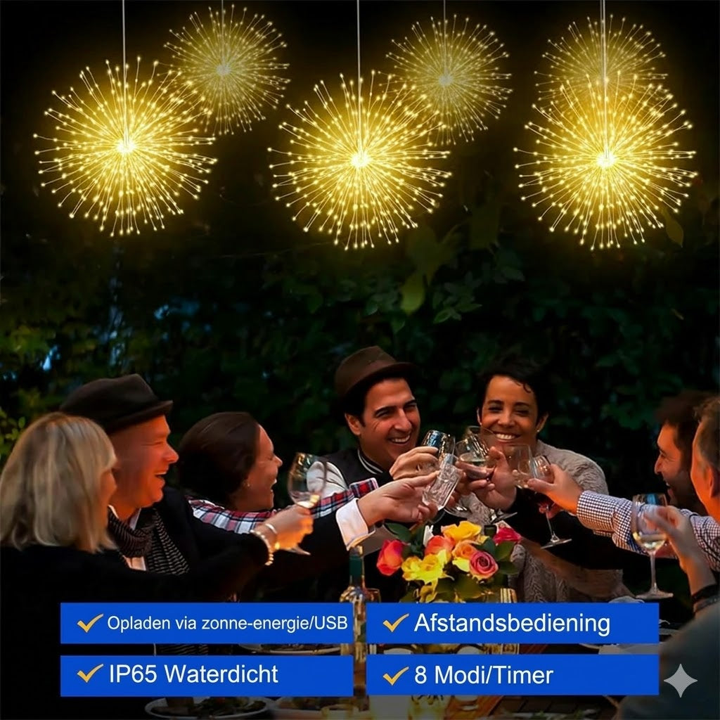 Solar vuurwerk lichtslingers voor in de tuin en op feestjes