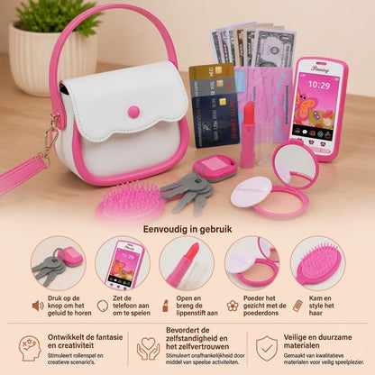 Kinder speelhandtas set met telefoon en make up accessoires
