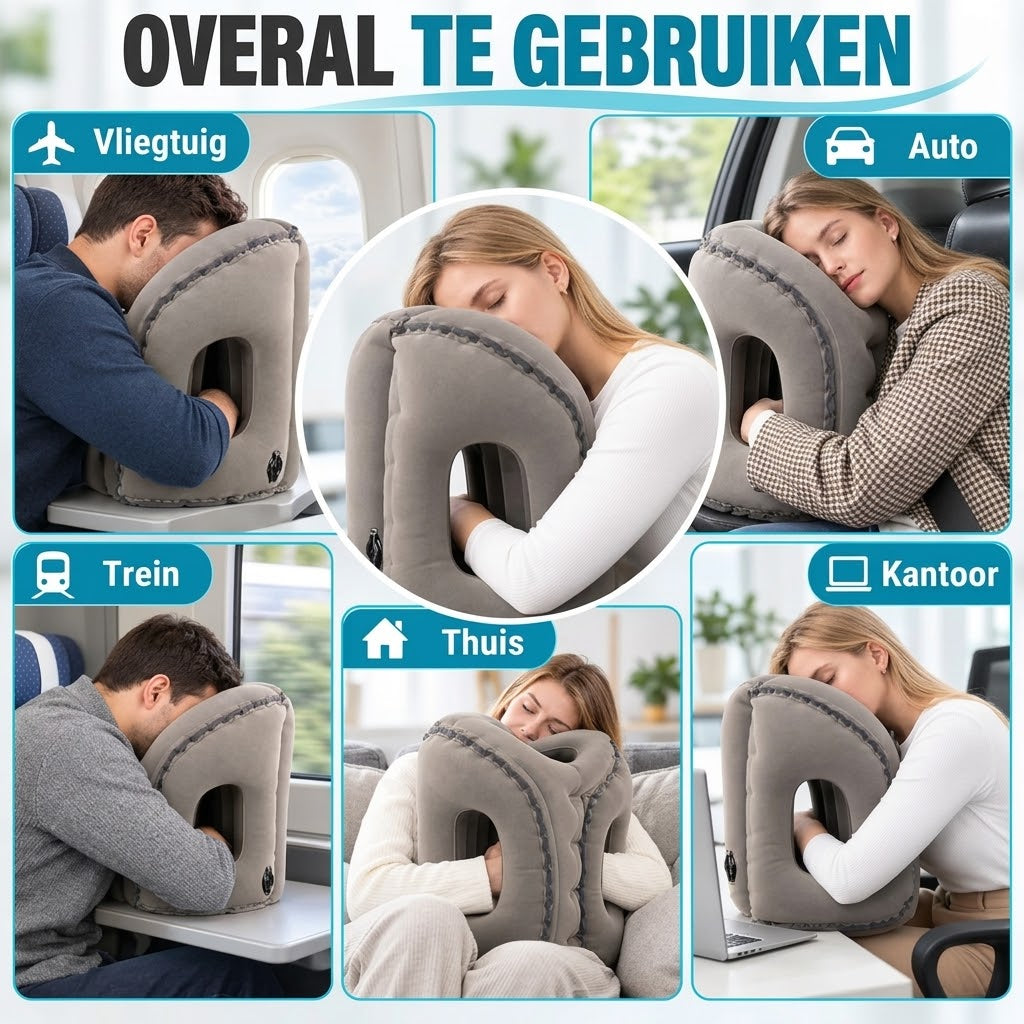 Opblaasbaar reiskussen voor onderweg