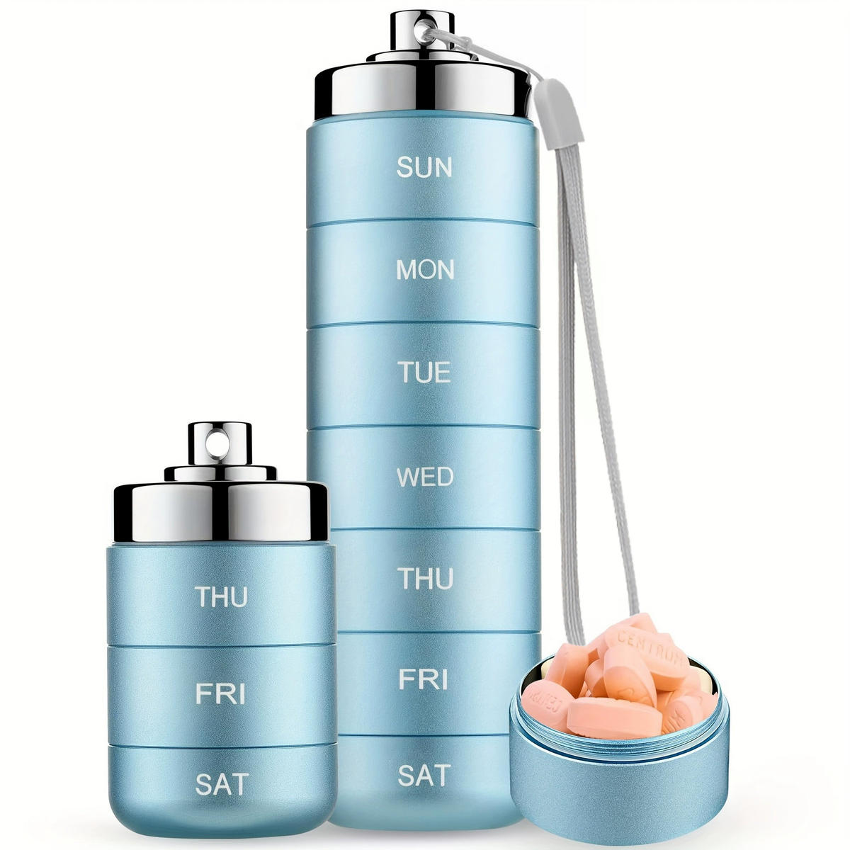 Smart Dose metalen pillendoos met 7 vakjes