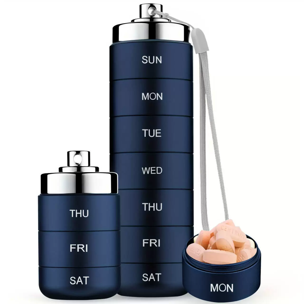 Smart Dose metalen pillendoos met 7 vakjes