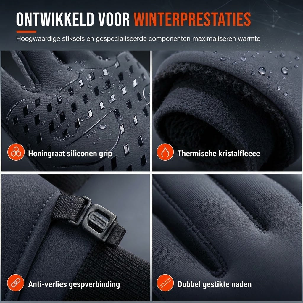 Warme thermische handschoenen met touchscreen en antislipgrip