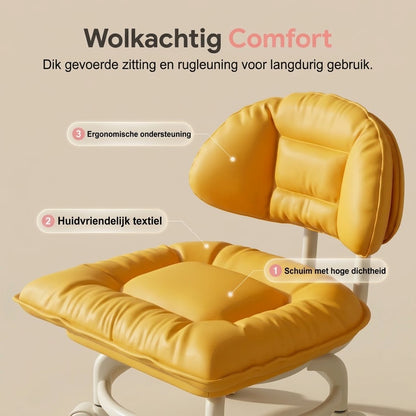 Lage verrijdbare kruk met rugleuning