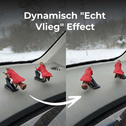 Magische bezemsteel autodashboardversiering