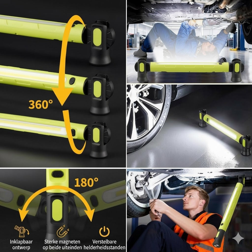 Oplaadbare Werkverlichtingsbalk – 3000LM, IPX4 Waterdicht & 360° Haak!