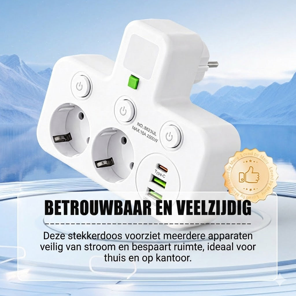 Ruimtebesparende Stekkerdoos met Licht en USB