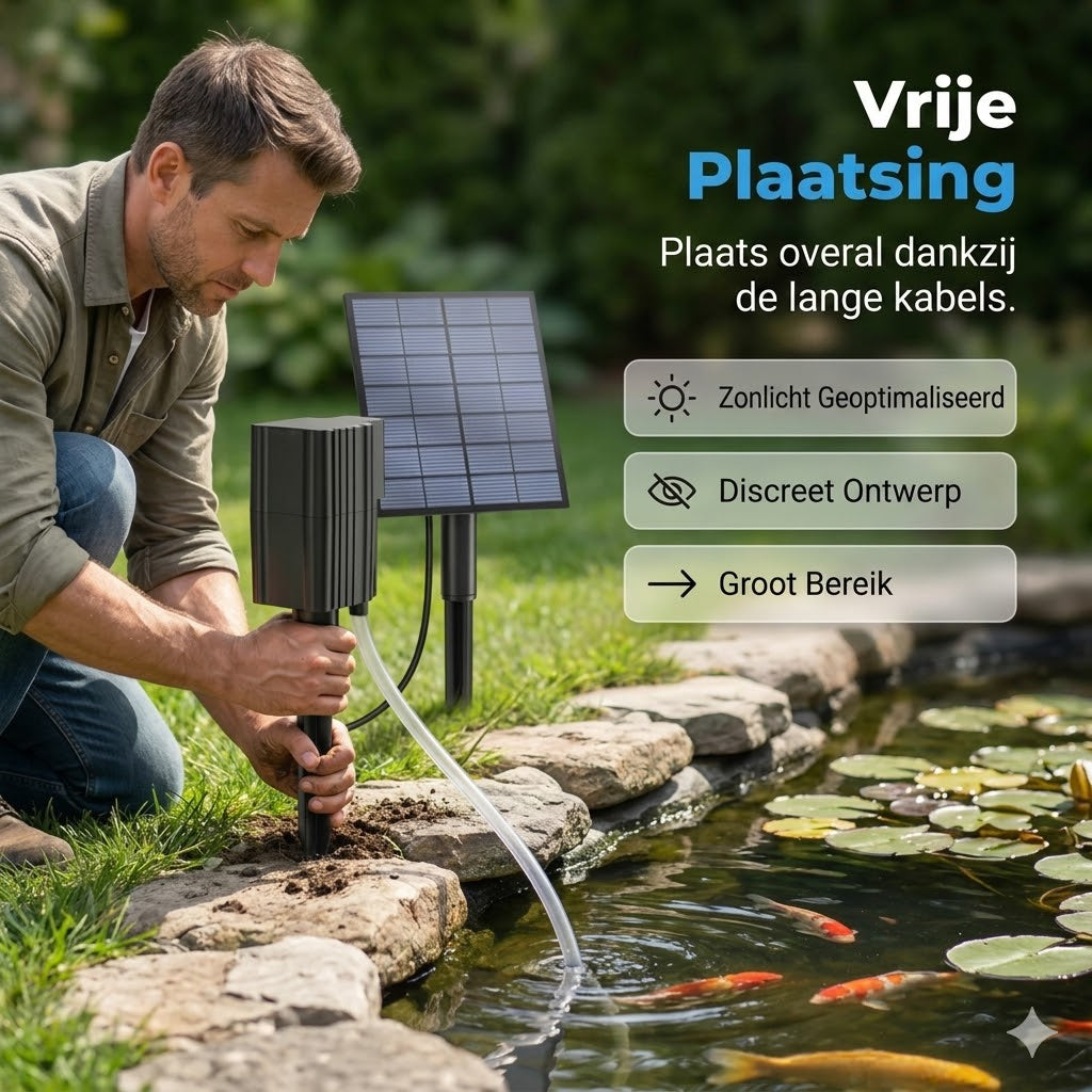 Solar vijverbeluchter biedt continue zuurstof voor vissen en planten