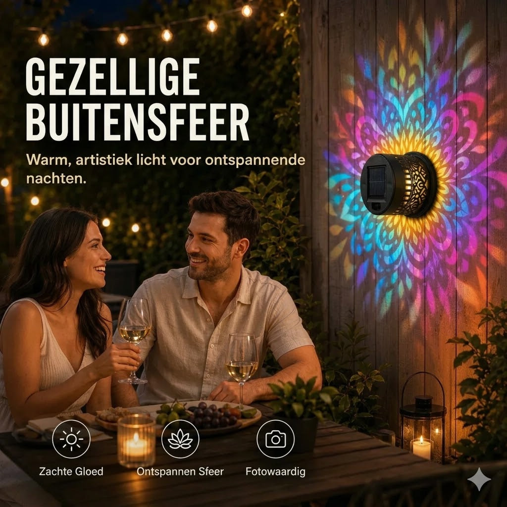 Mandala Solarlamp - Prachtige Projectie & IP65 Waterdicht