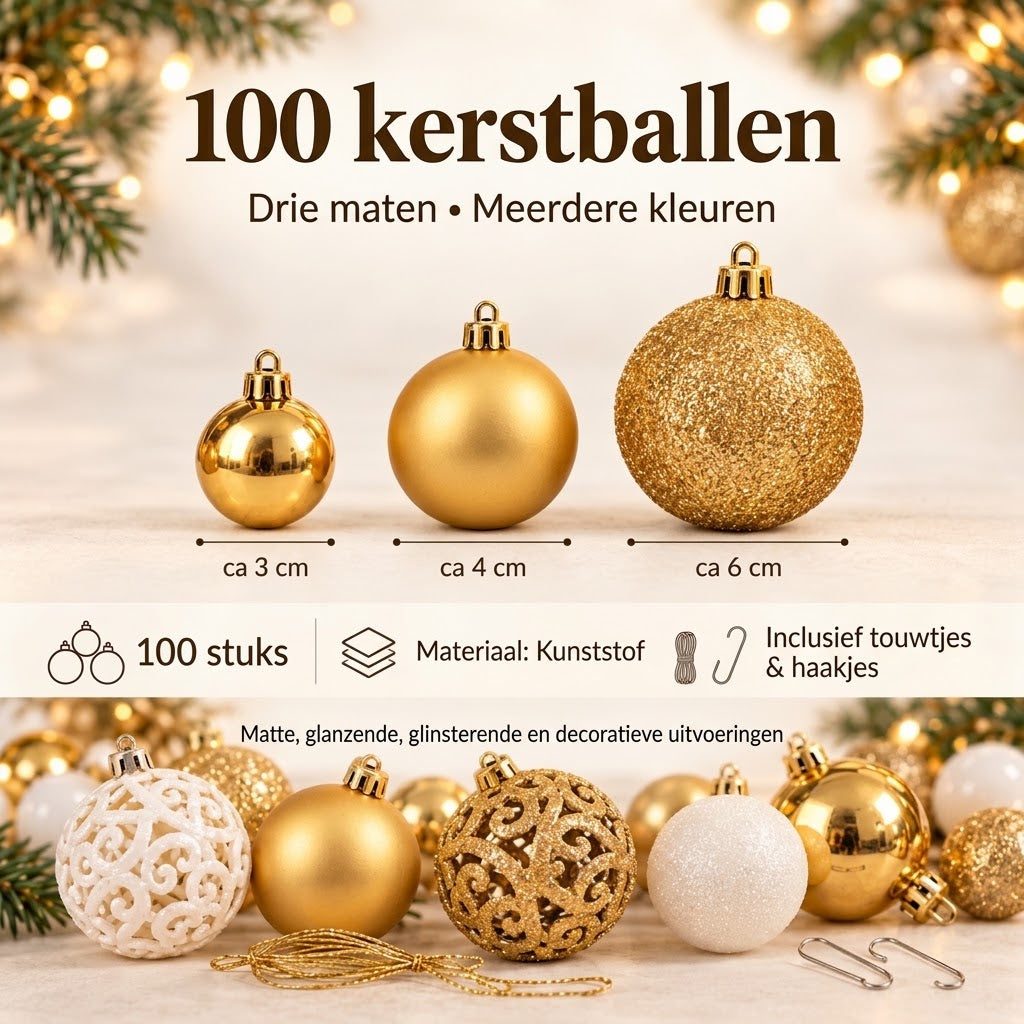 Set van 100 kerstballen voor de kerstboom