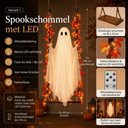 Hangende spookschommel met LED verlichting voor Halloween