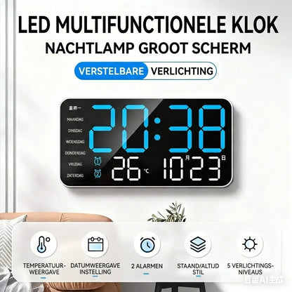 Multifunctionele decoratieve LED digitale wandklok
