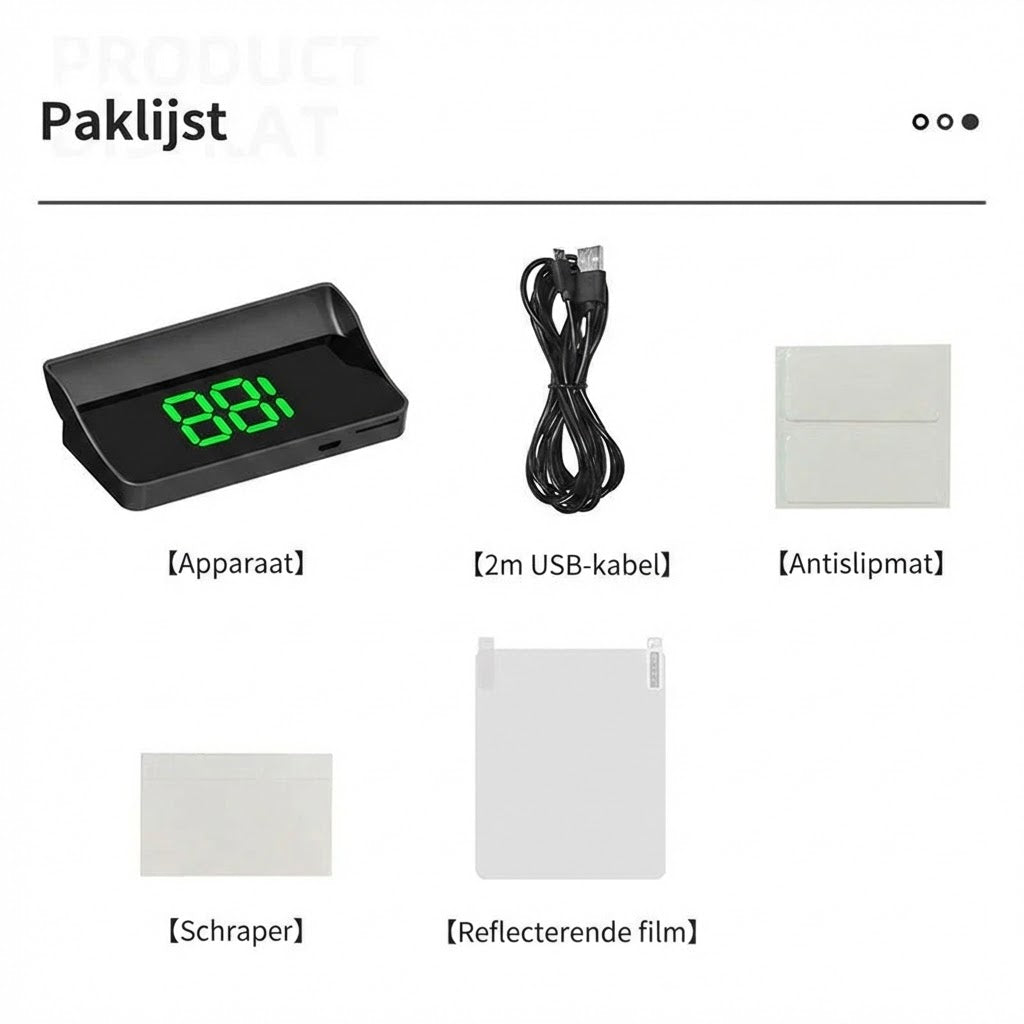 Snelheidsmeter met head-up display