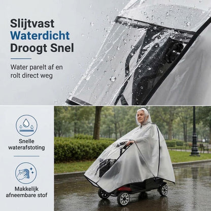 Extra grote waterdichte PVC regenponcho voor scootmobielen