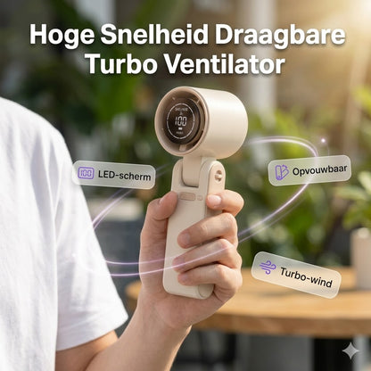Draagbare handventilator met digitaal LED-display
