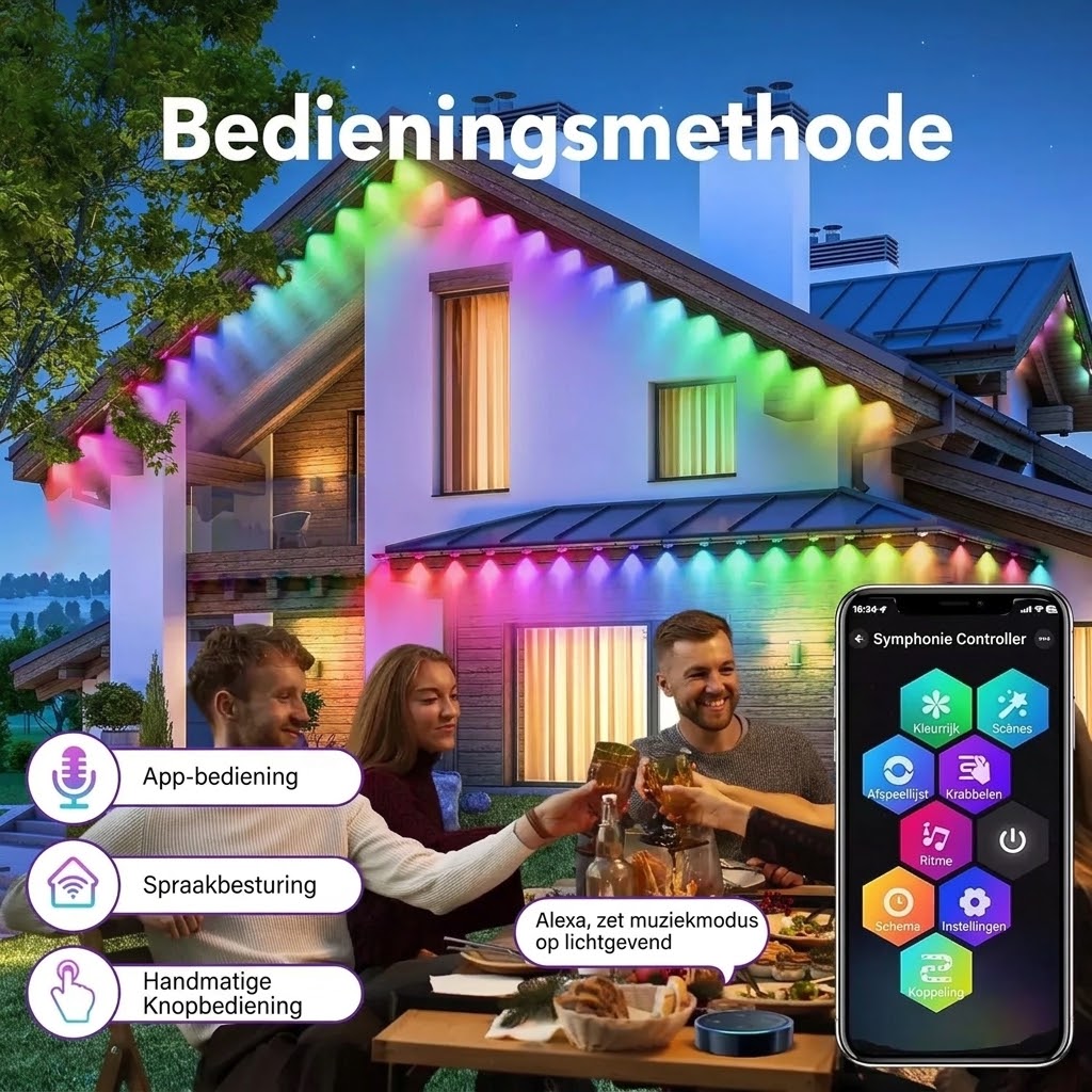 Slimme RGB lichtslinger voor buiten met app bediening
