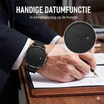 Minimalistisch quartzhorloge voor heren met datumweergave