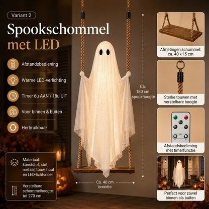 Hangende spookschommel met LED verlichting voor Halloween