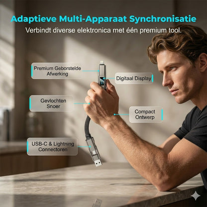 4-in-1 digitale display sleutelhanger laadkabel