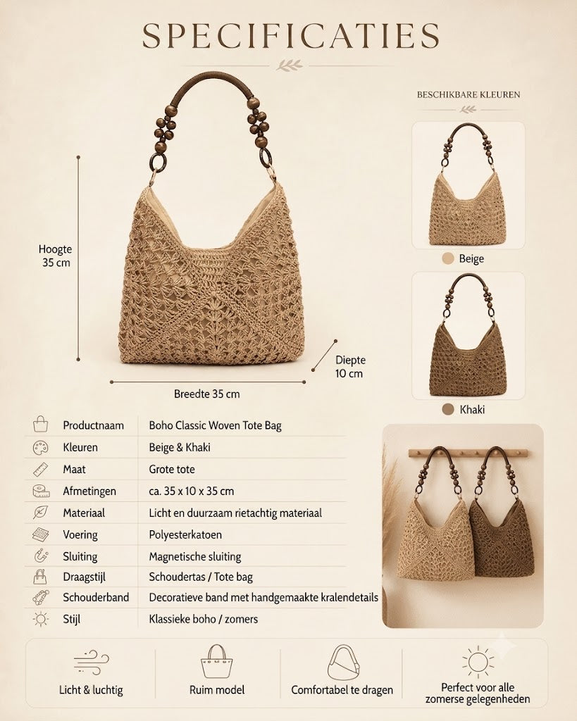 Boho Classic geweven shopper