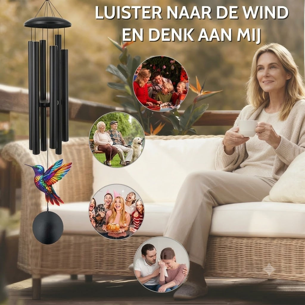 Vintage metalen herdenkingswindgong voor in de tuin