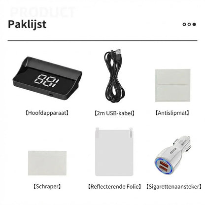 Snelheidsmeter met head-up display