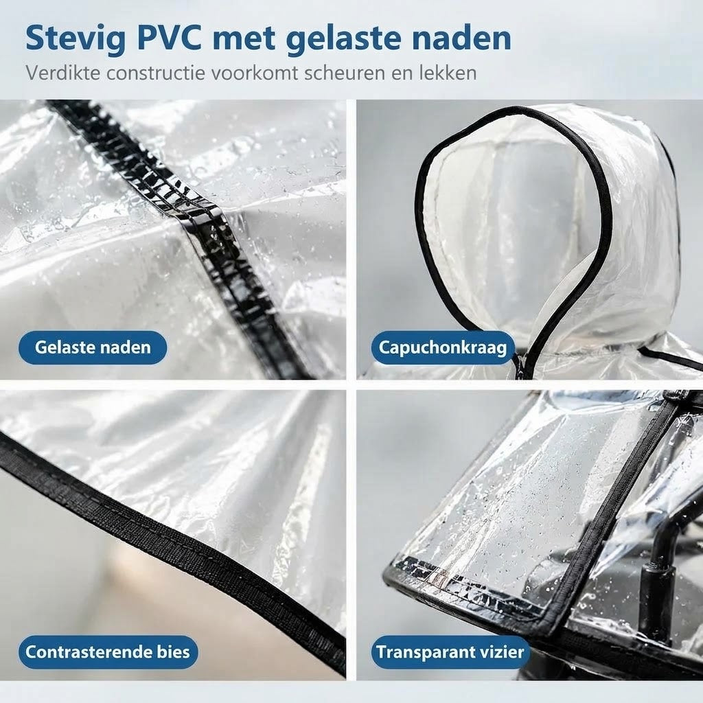 Extra grote waterdichte PVC regenponcho voor scootmobielen