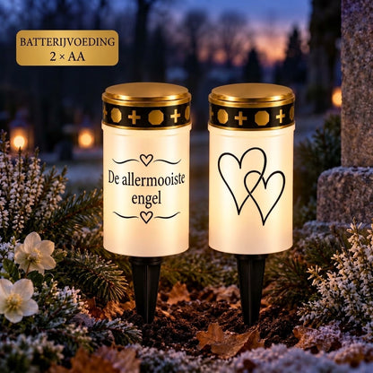 MinnesLjus LED graflichten set van 2 met zonnecel of batterij