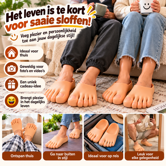 Grappige pantoffels met realistische grote tenen