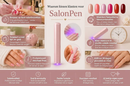 SalonPen 3 in 1 gelpennenset met UV LED lamp 6 stuks