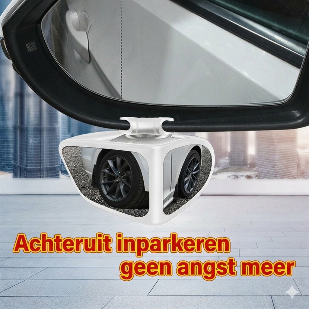 Spiegel met dubbele lens en 360° verstelbare dodehoekweergave