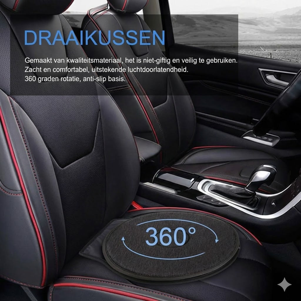 360° Draaibaar Zitkussen - Memory Foam Draaischijf voor Auto