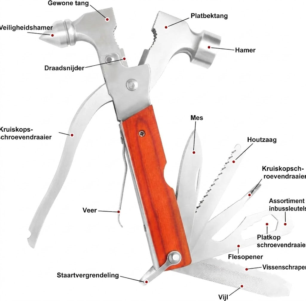 16-in-1 draagbare klauwhamer multitool